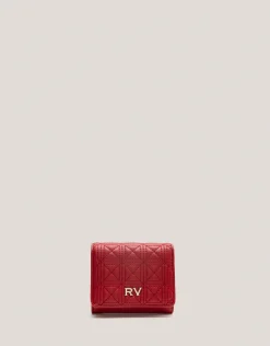 Cartera billetera mediana Linda piel acolchada rojo