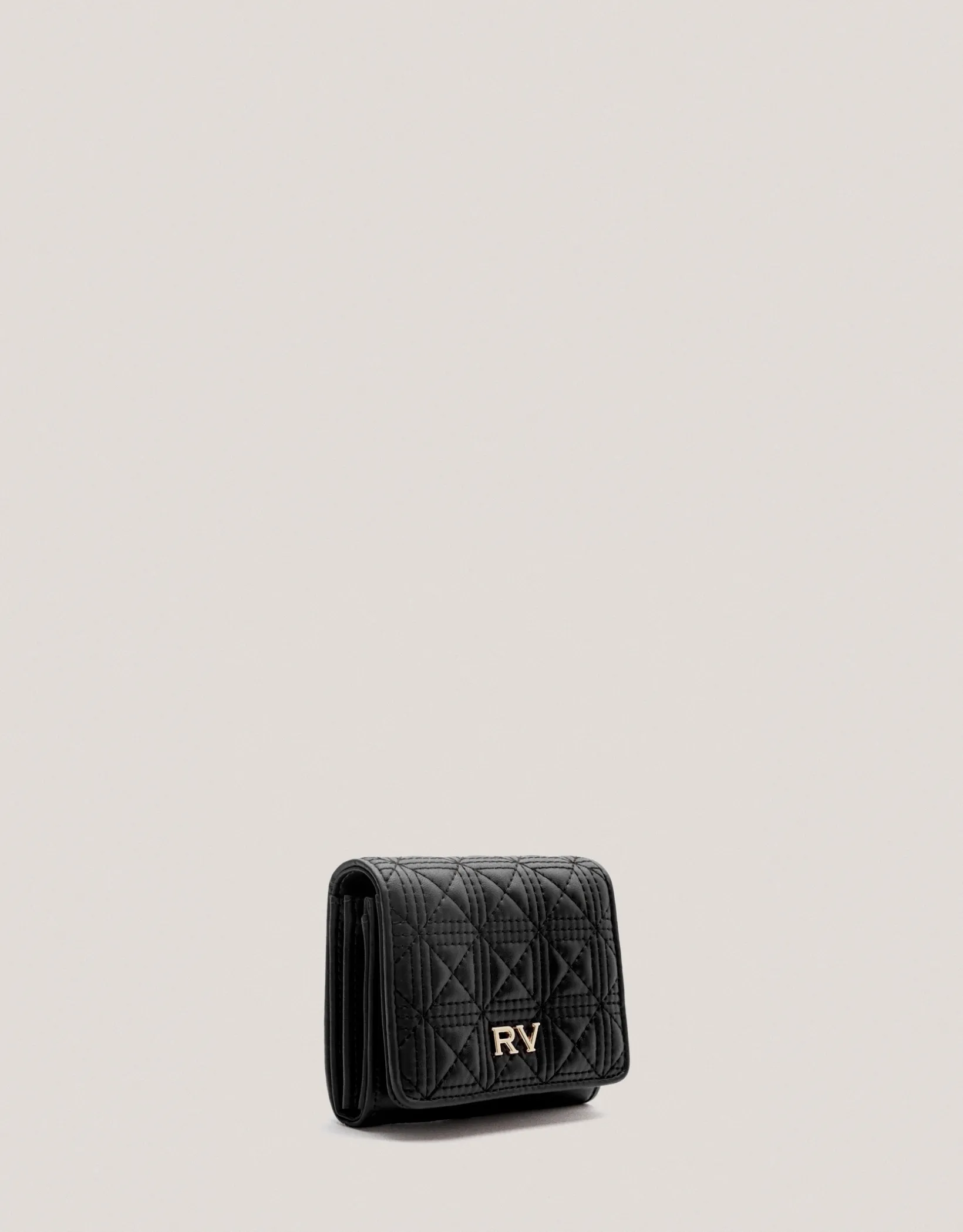 Cartera billetera mediana Linda piel acolchada negro