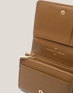 Cartera billetera mediana Linda piel acolchada cámel