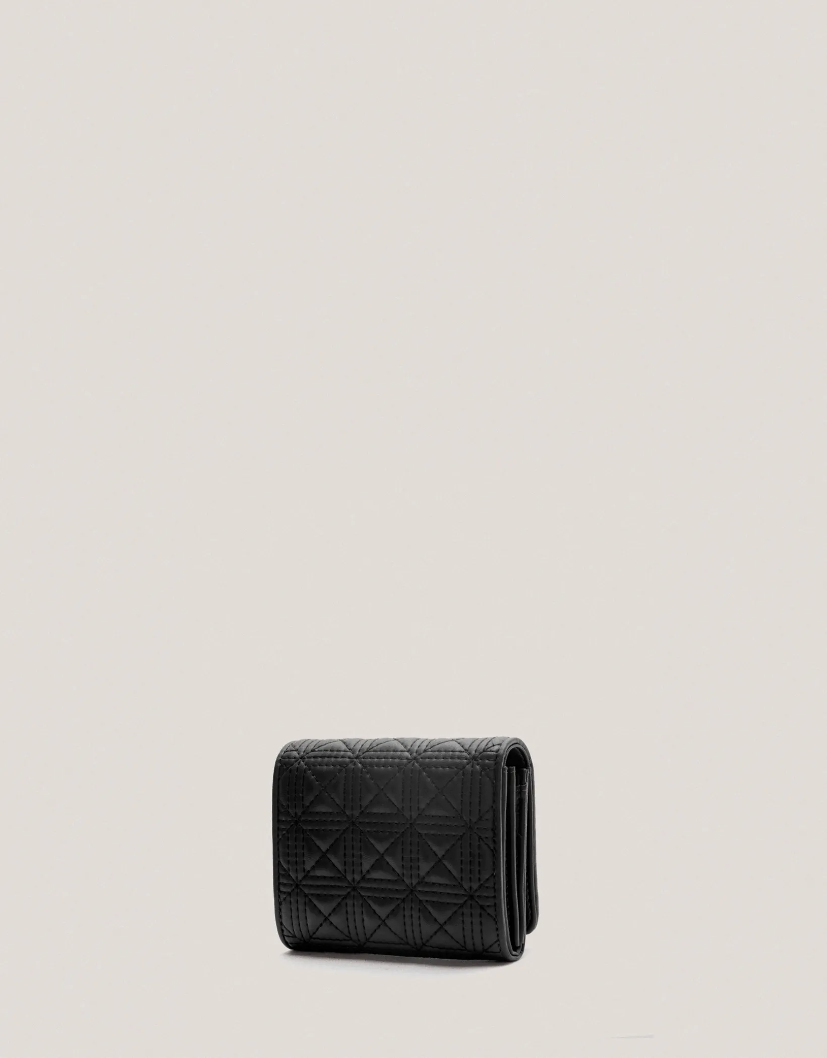 Cartera billetera mediana Linda piel acolchada negro