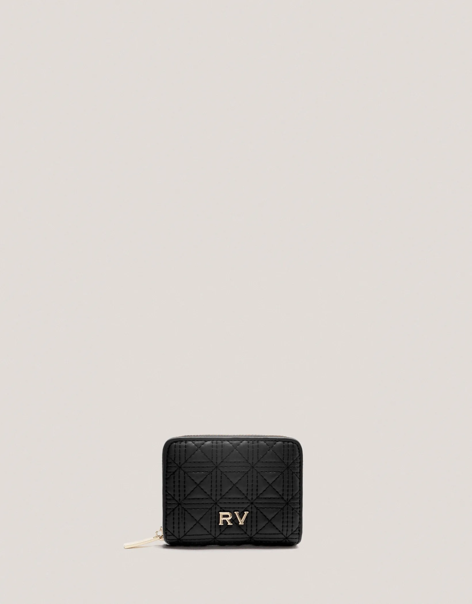 Cartera monedero Linda piel acolchada negro