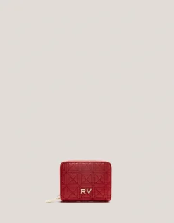 Cartera monedero Linda piel acolchada rojo