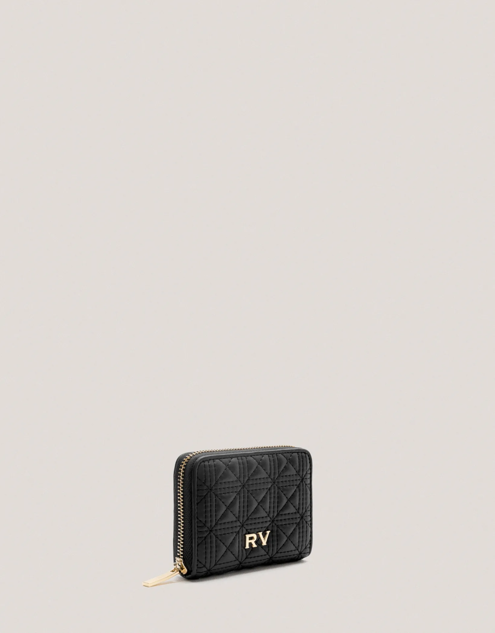 Cartera monedero Linda piel acolchada negro
