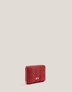 Cartera monedero Linda piel acolchada rojo