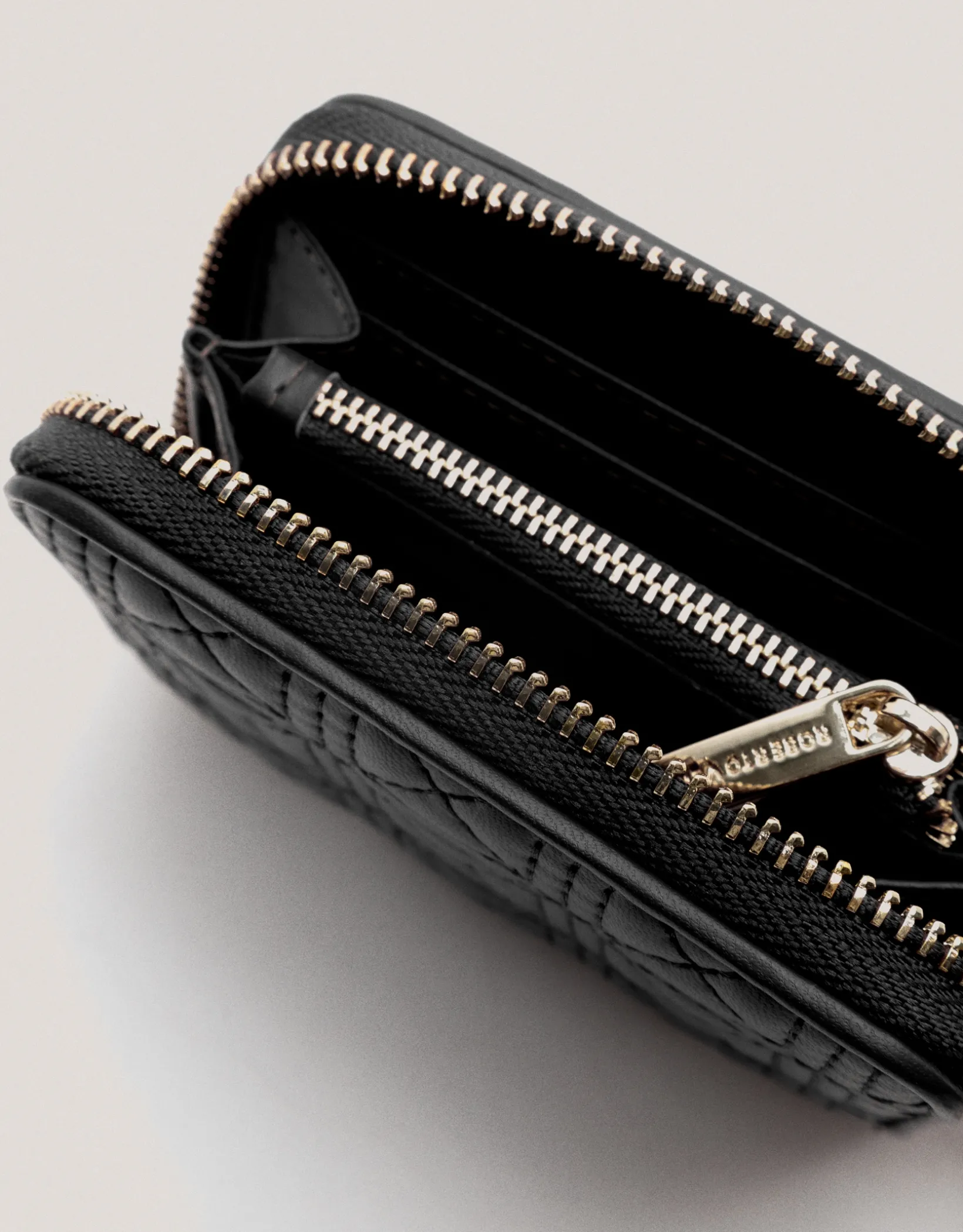 Cartera monedero Linda piel acolchada negro