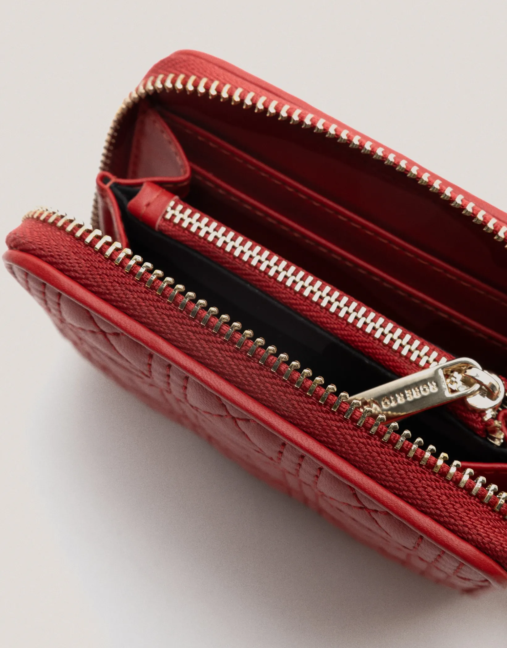 Cartera monedero Linda piel acolchada rojo