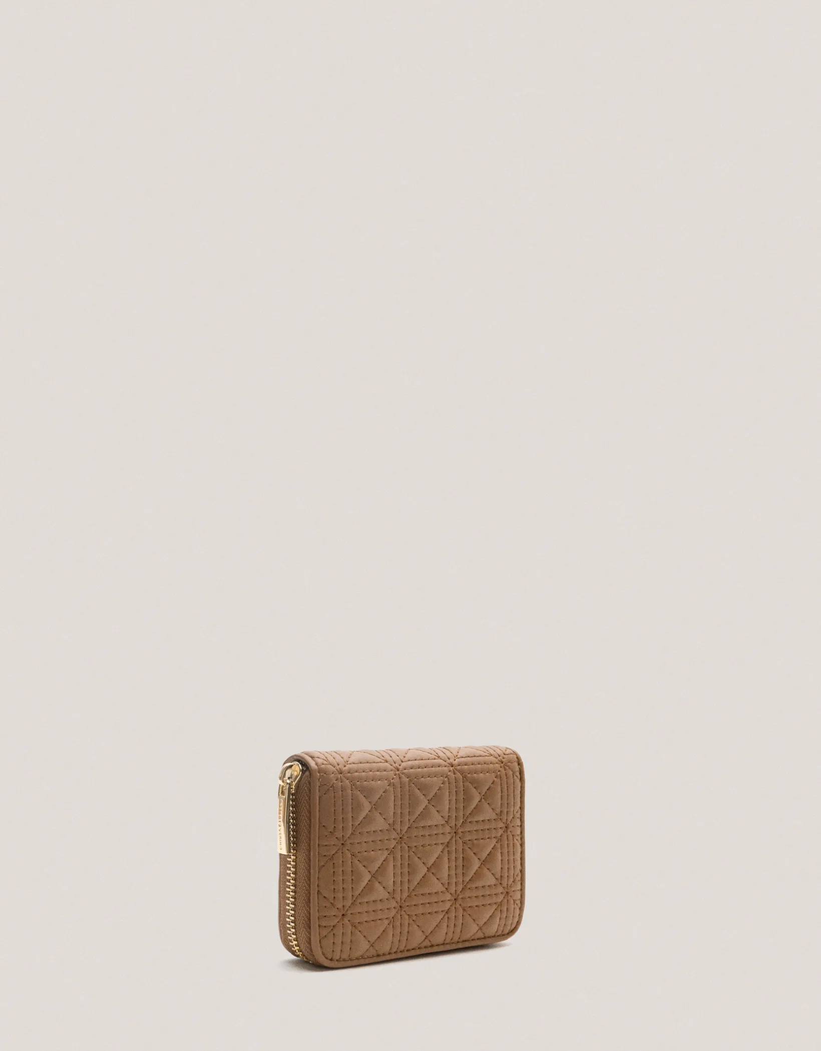 Cartera monedero Linda piel acolchada cámel