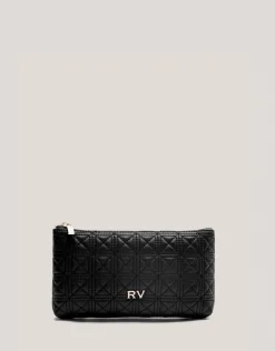 Cartera neceser Linda piel acolchada negro