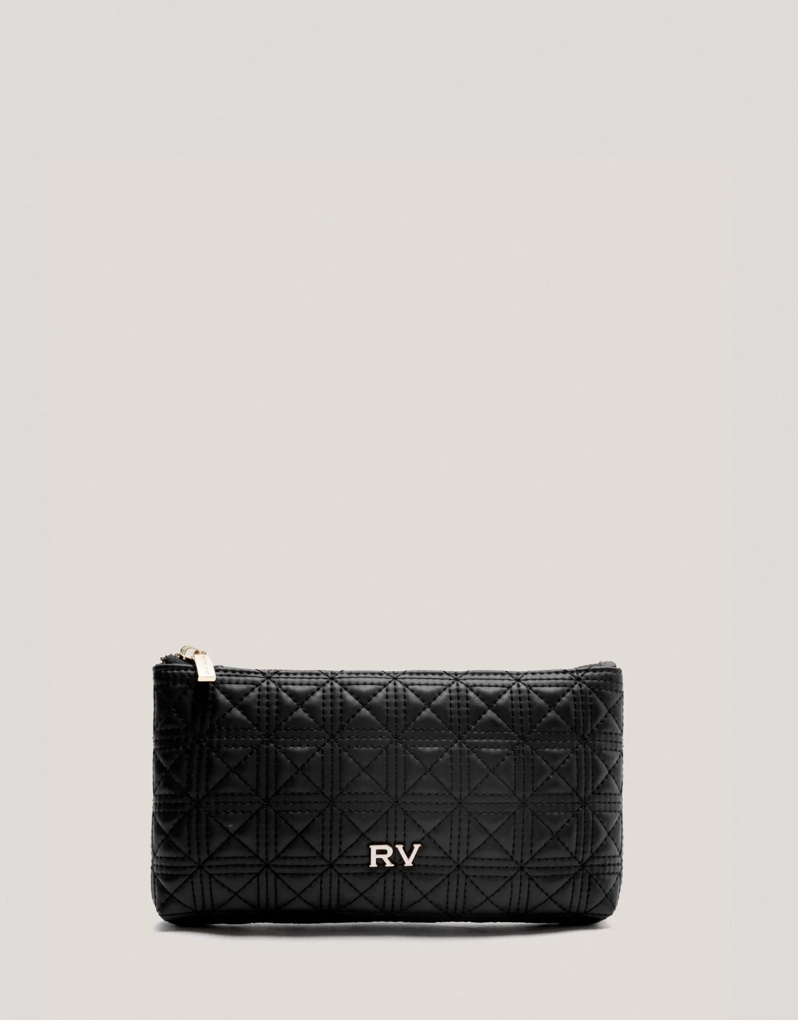 Cartera neceser Linda piel acolchada negro