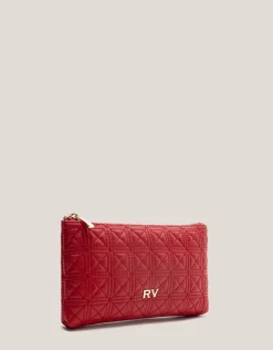 Cartera neceser Linda piel acolchada roja