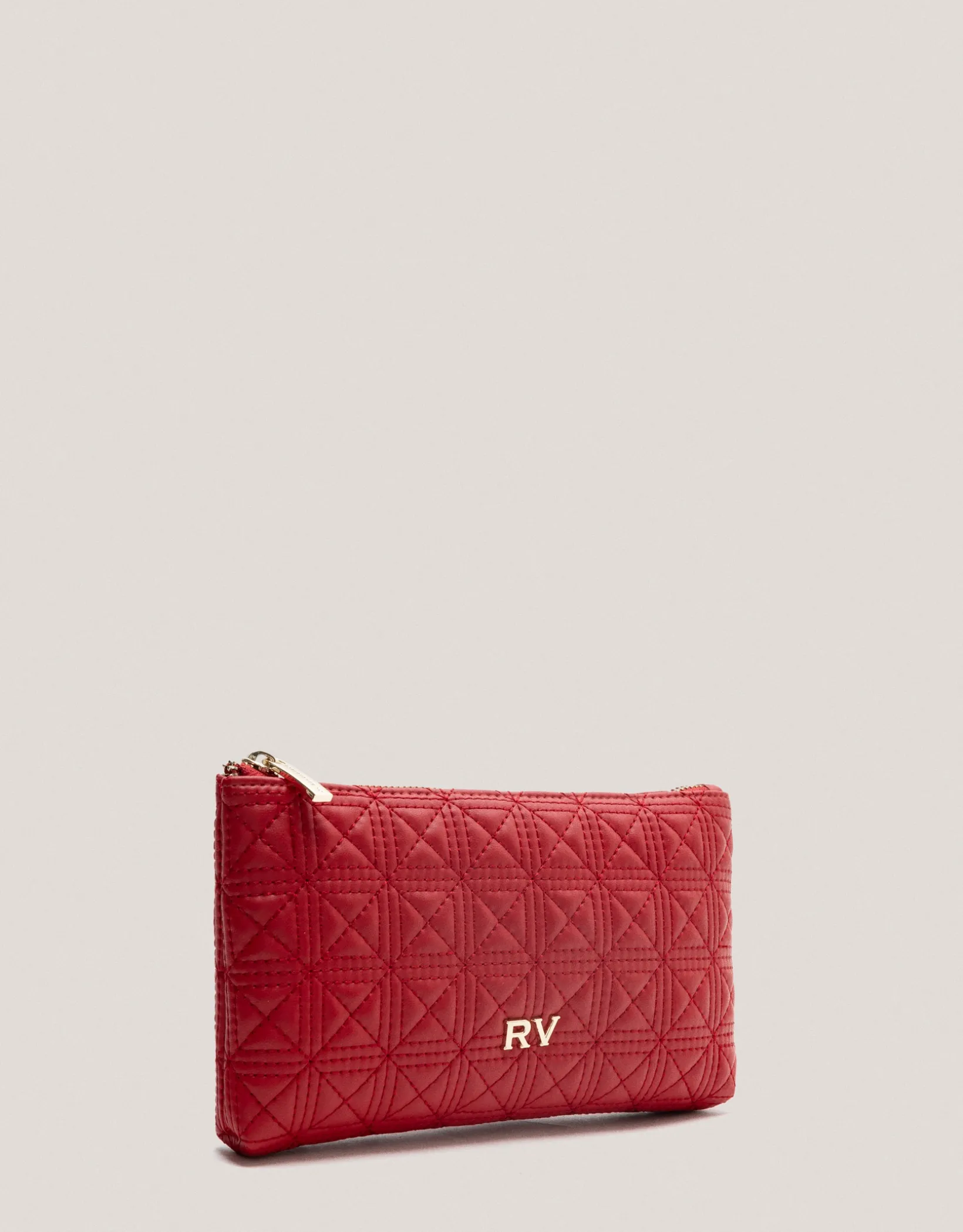 Cartera neceser Linda piel acolchada roja