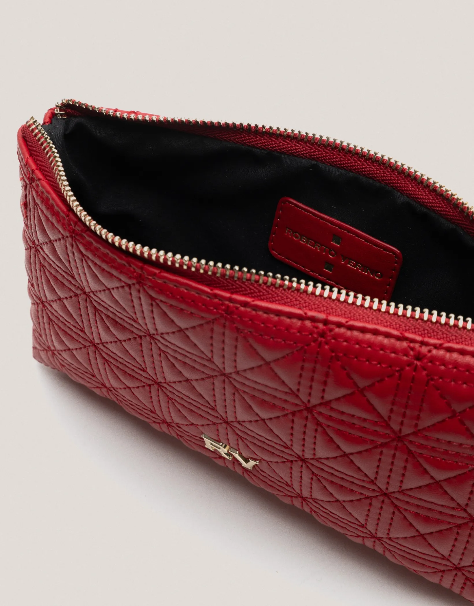 Cartera neceser Linda piel acolchada roja