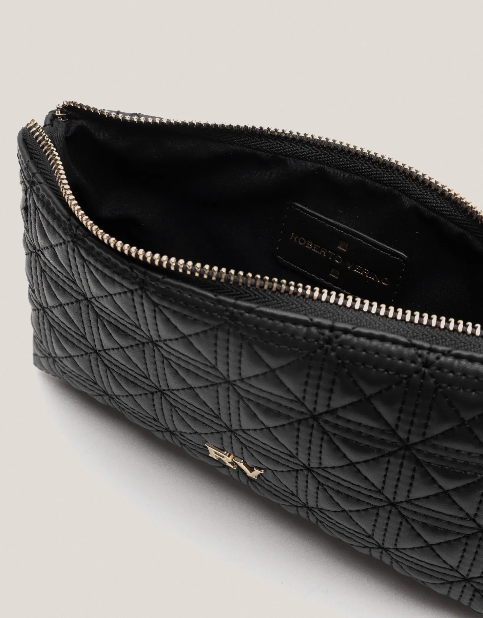 Cartera neceser Linda piel acolchada negro