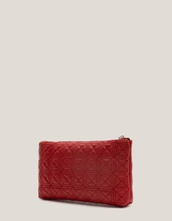 Cartera neceser Linda piel acolchada roja