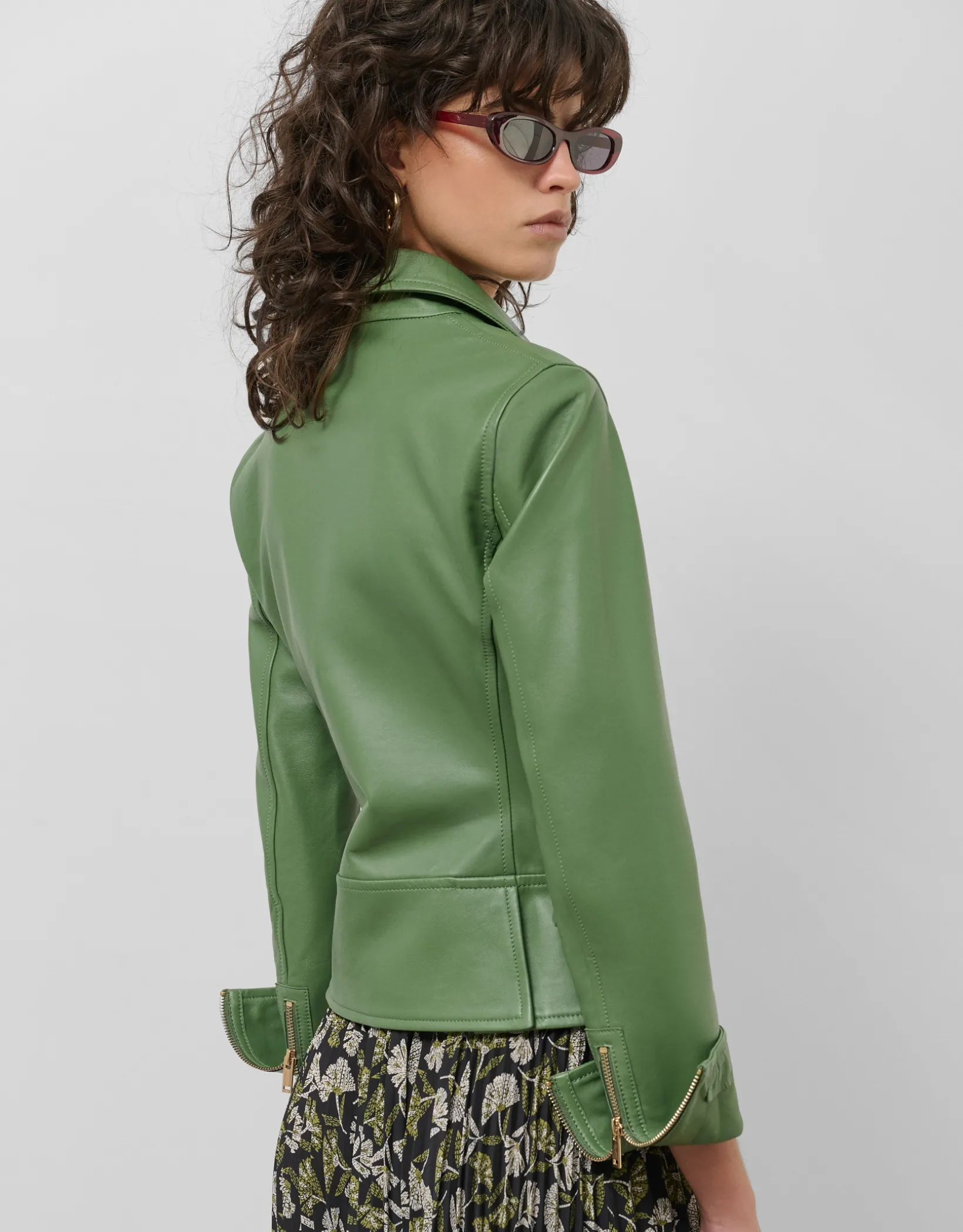 Cazadora biker napa verde