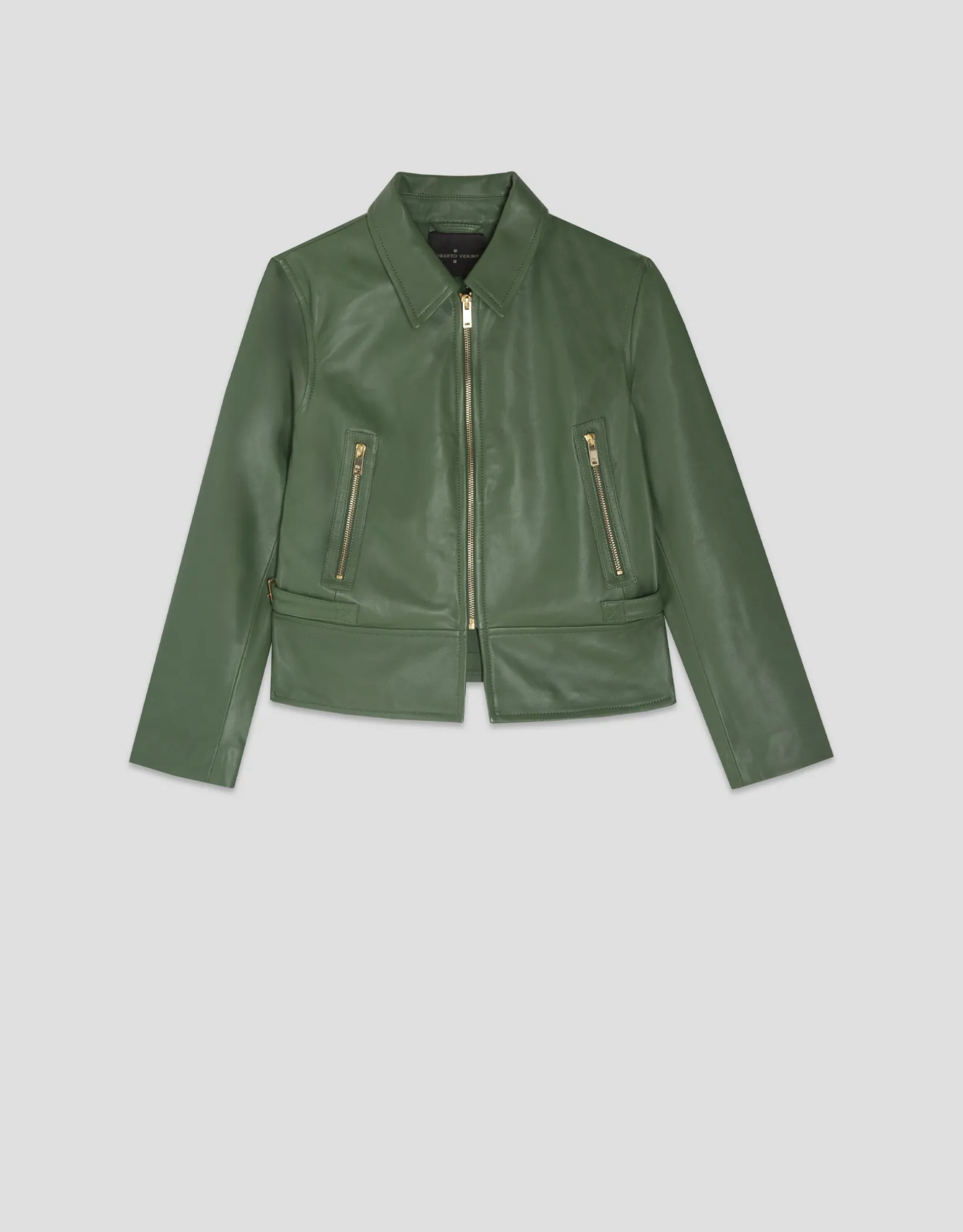 Cazadora biker napa verde