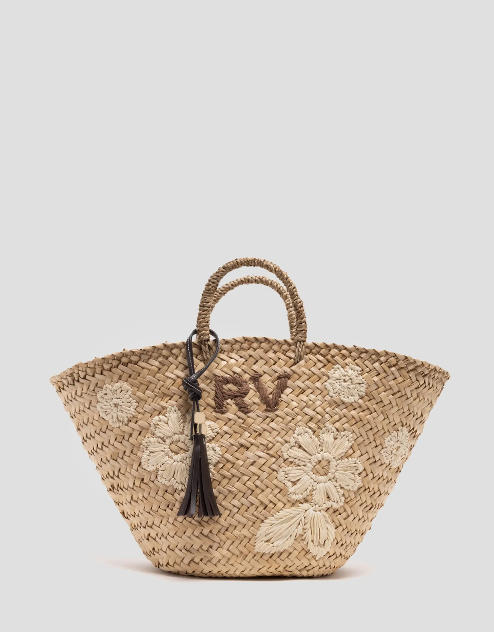 Cesta Tana Maxi fibras vegetales con flores bordadas