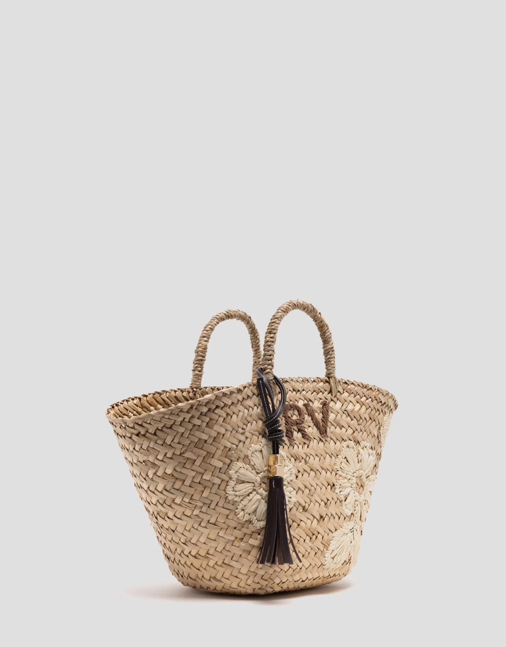 Cesta Tana Mini fibras vegetales con flores bordadas