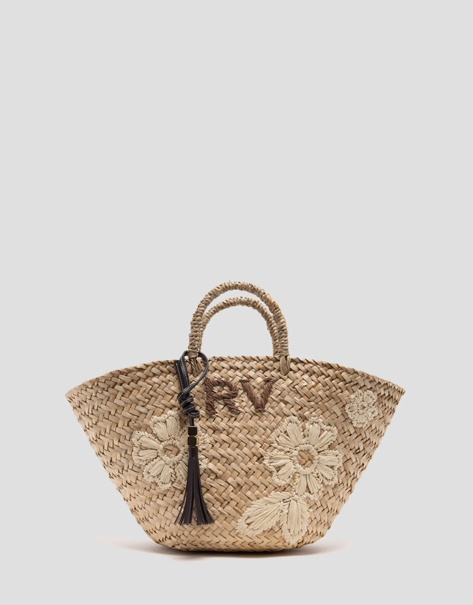 Cesta Tana Mini fibras vegetales con flores bordadas