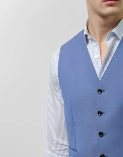 Chaleco falso liso azul medio