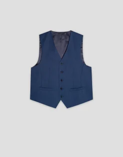 Chaleco falso liso azul medio