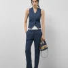 Chaleco sastre masculino lana fresca cuadro gales azul marino