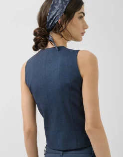 Chaleco sastre masculino lana fresca cuadro gales azul marino