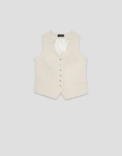 Chaleco sastre masculino crepé beige
