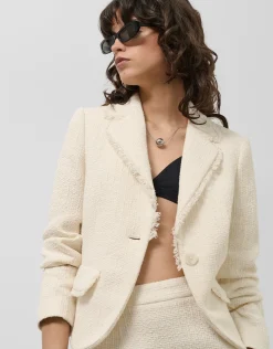 Chaqueta corta con solapas trama crudo