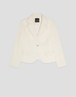 Chaqueta corta con solapas trama crudo