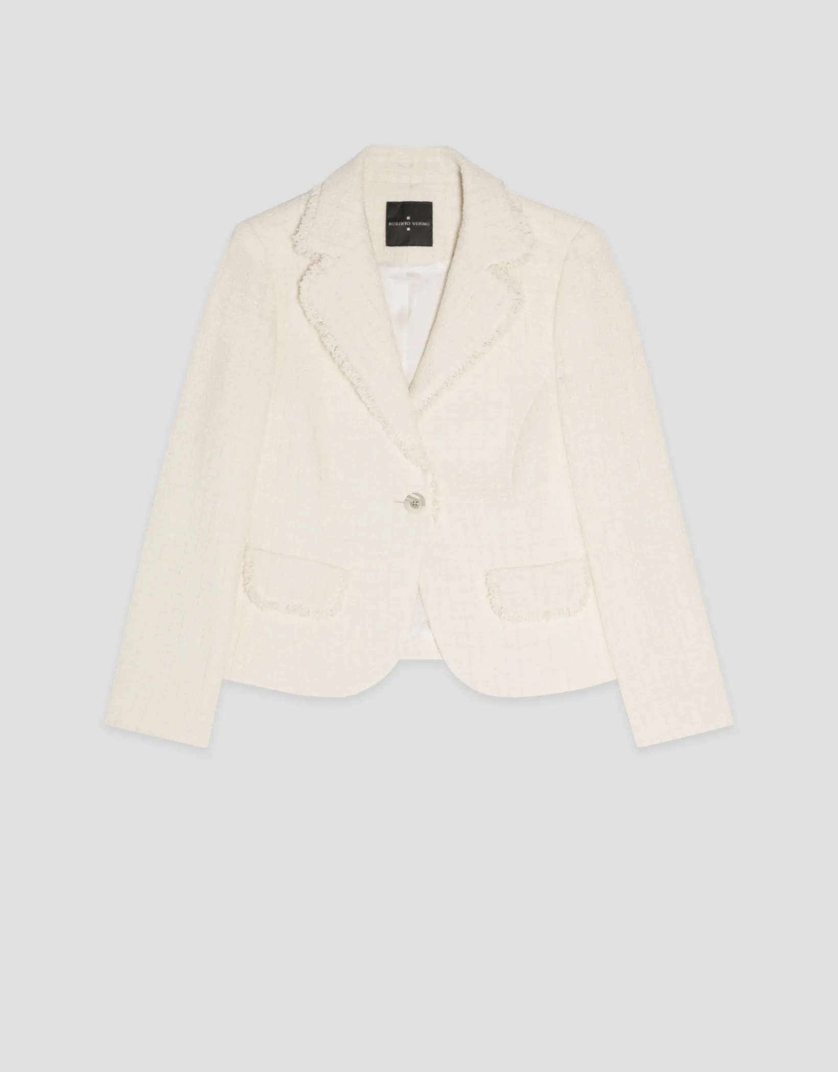 Chaqueta corta con solapas trama crudo