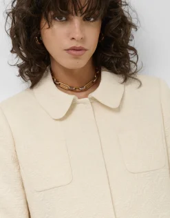 Chaqueta corta jacquard flocado crudo