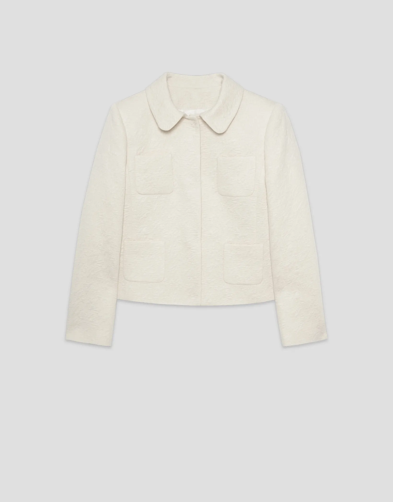 Chaqueta corta jacquard flocado crudo