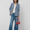 Chaqueta corta tweed azul con hilos de lúrex y lentejuelas