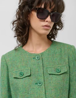 Chaqueta corta tweed tonos verde