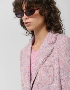 Chaqueta corta tweed tonos rosa