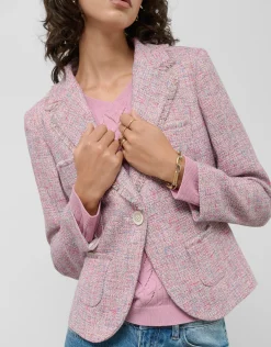Chaqueta corta tweed tonos rosa
