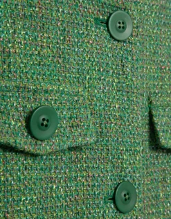 Chaqueta corta tweed tonos verde