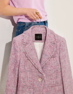 Chaqueta corta tweed tonos rosa