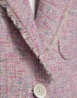 Chaqueta corta tweed tonos rosa