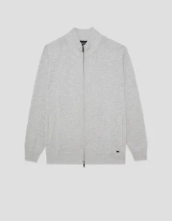 Chaqueta cremallera gris claro melange