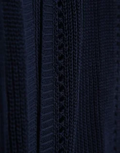 Chaqueta larga punto trabajado azul marino
