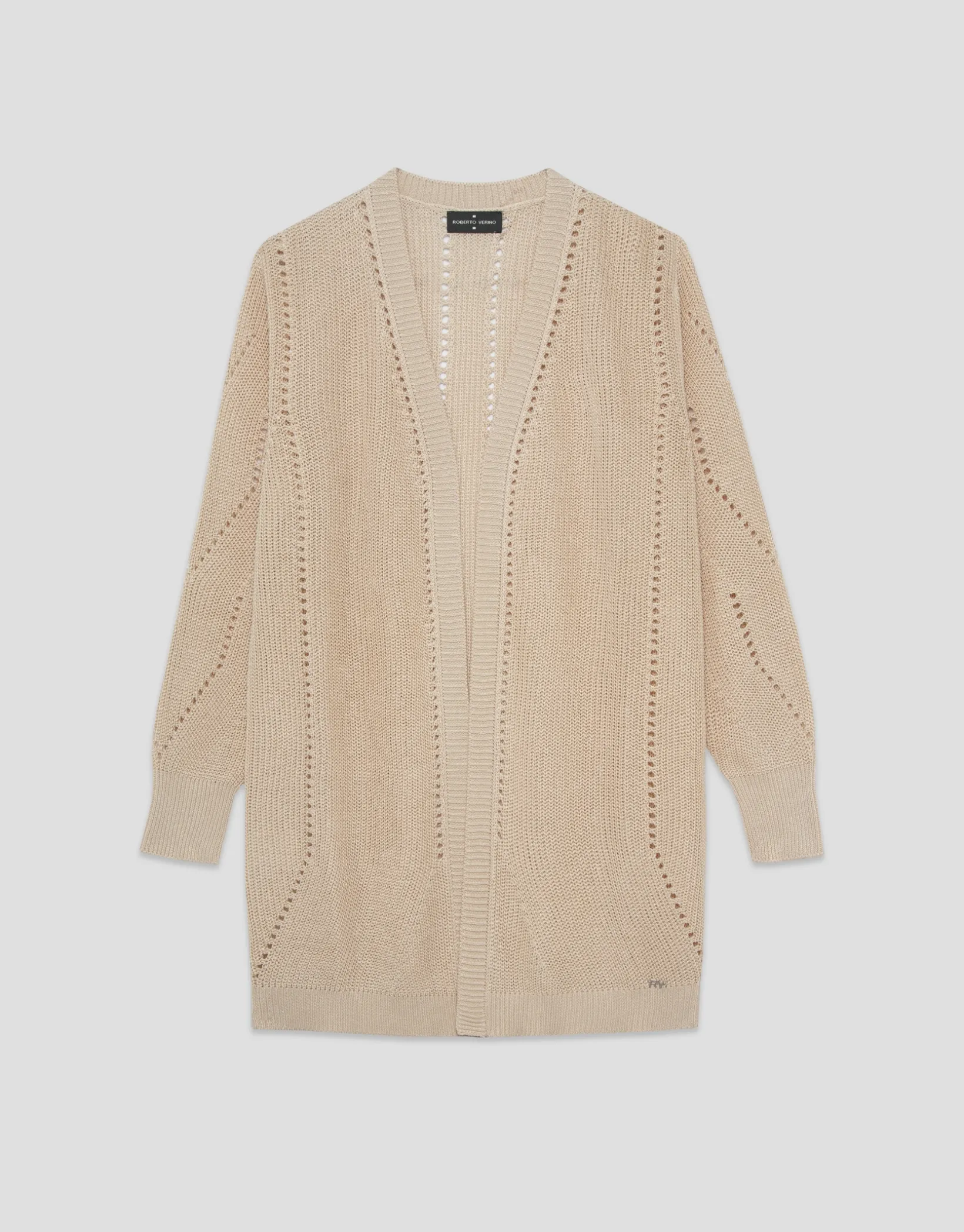Chaqueta larga punto trabajado beige