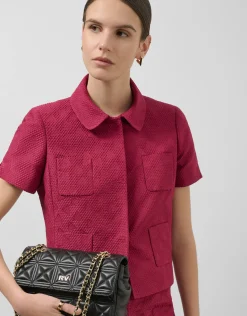 Chaqueta manga corta piqué frambuesa