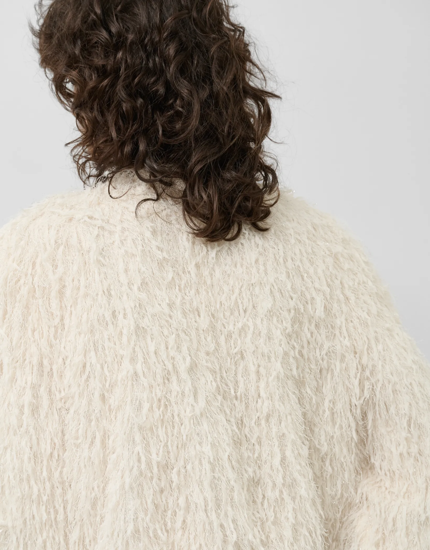 Chaqueta tejido fantasía blanco y plata