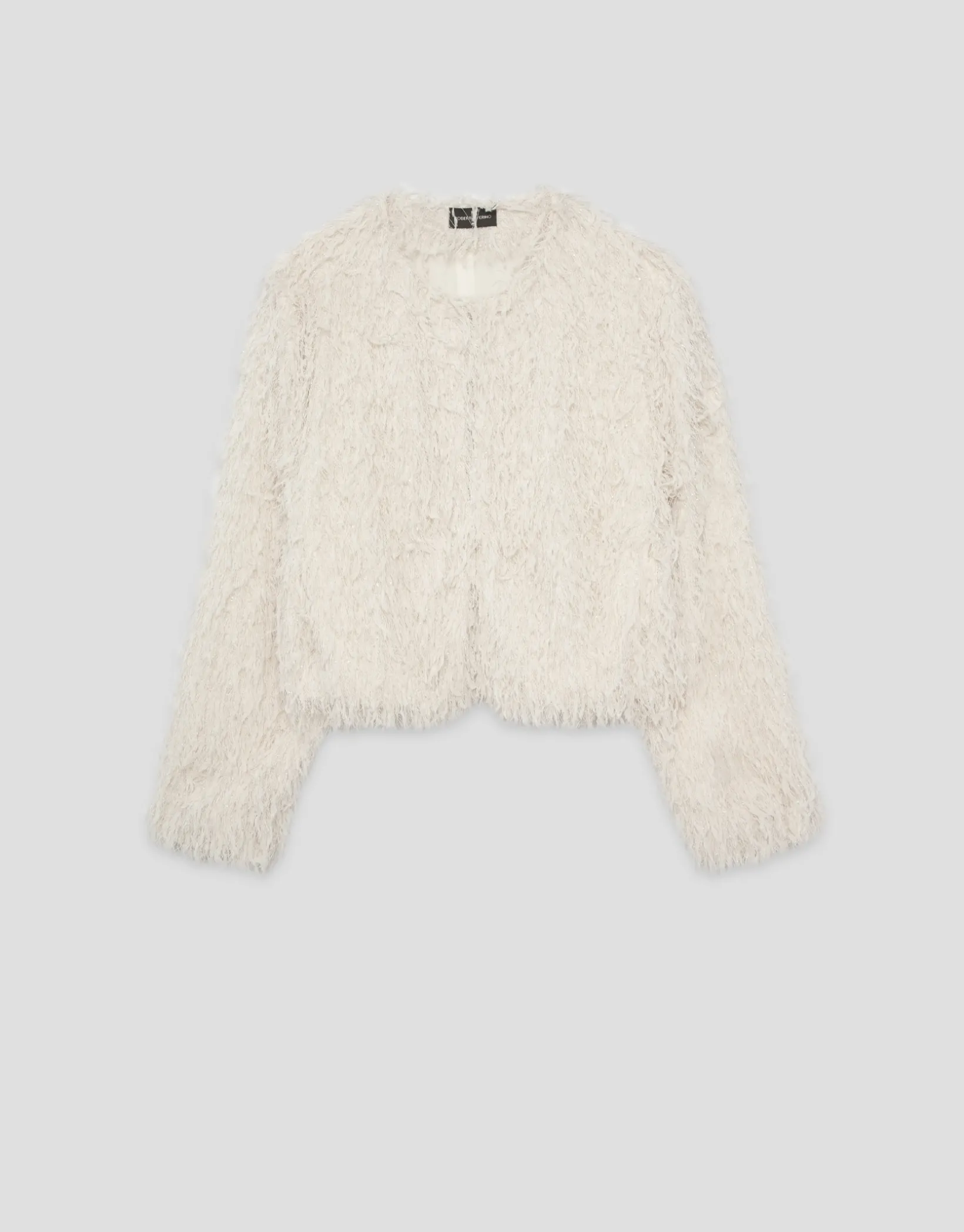 Chaqueta tejido fantasía blanco y plata