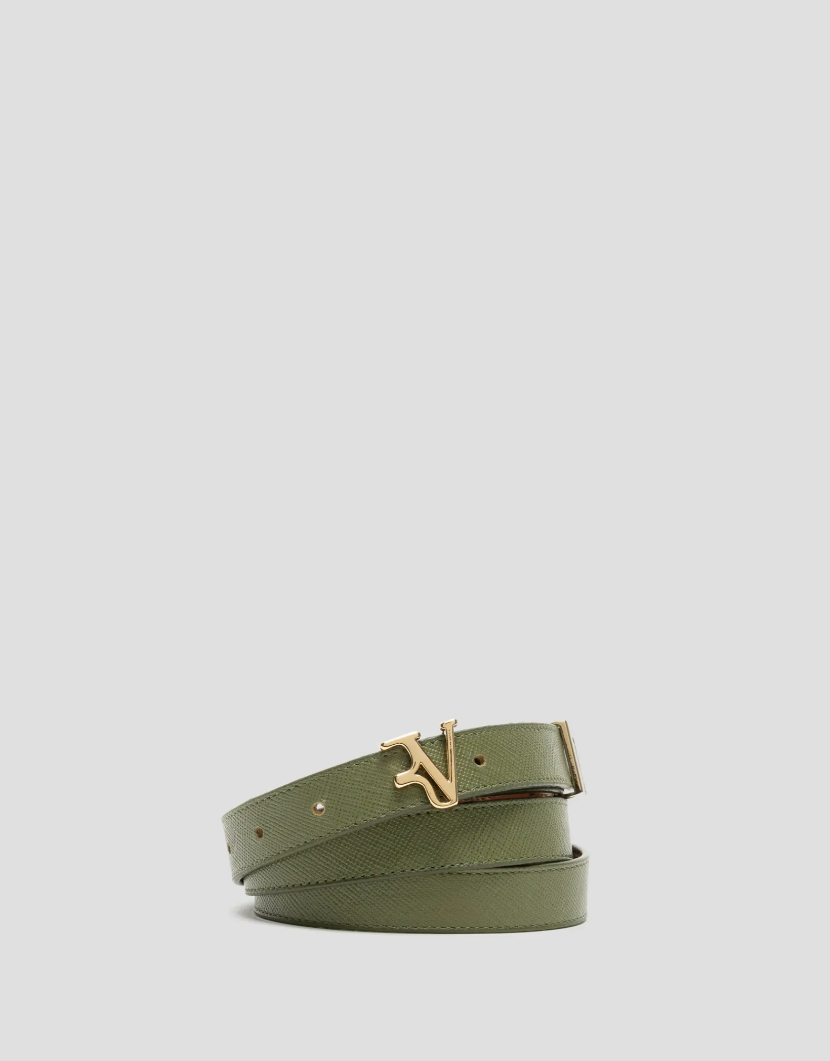Cinturón estrecho piel saffiano verde