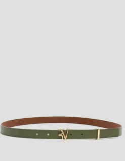 Cinturón estrecho piel saffiano verde