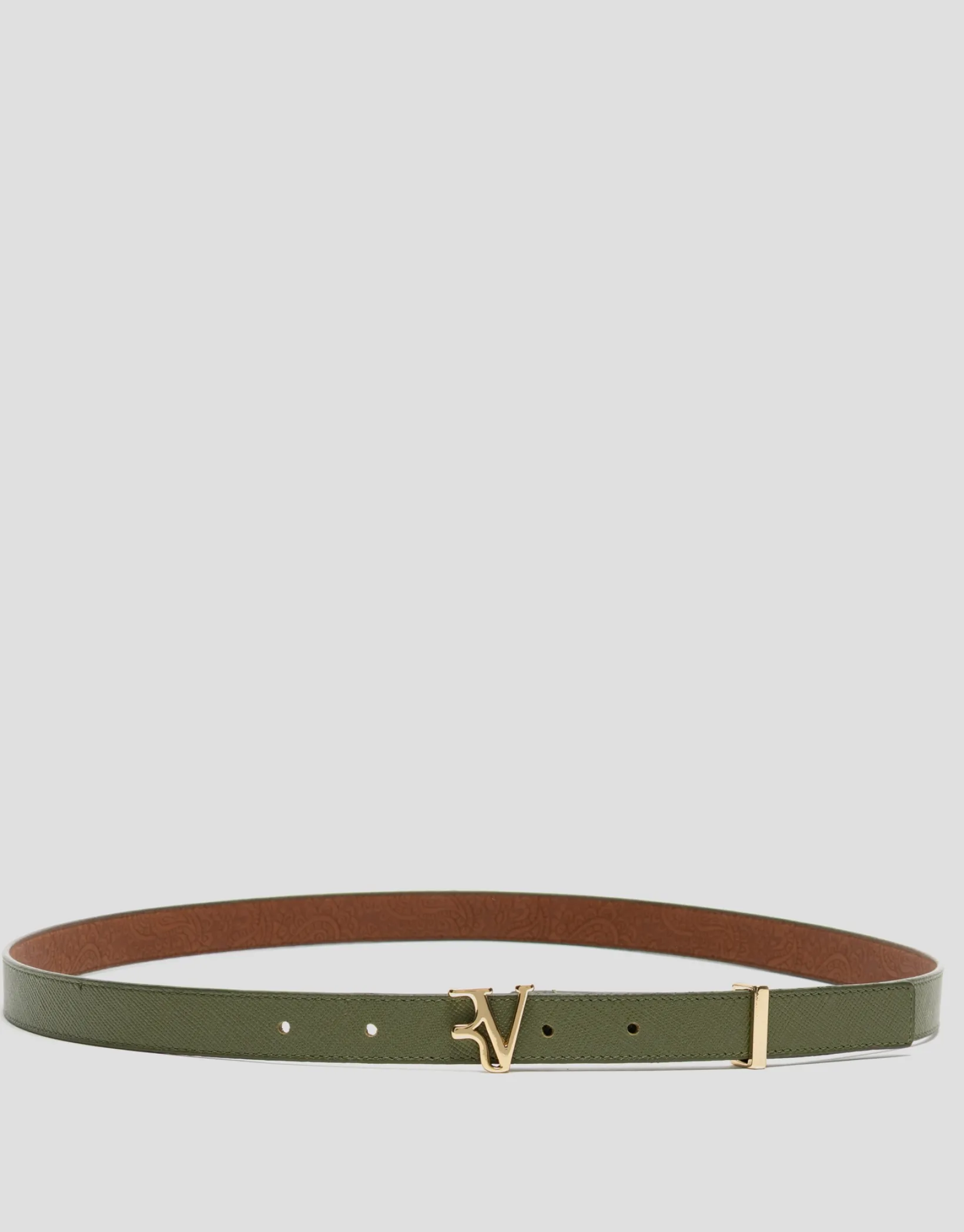 Cinturón estrecho piel saffiano verde