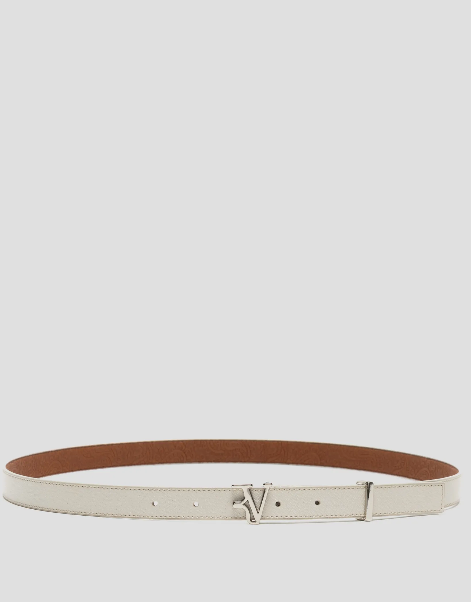 Cinturón estrecho piel saffiano beige